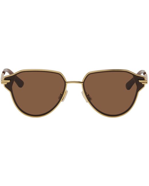 Bottega Veneta Black Gold Glaze Metal Aviator Sunglasses for men
