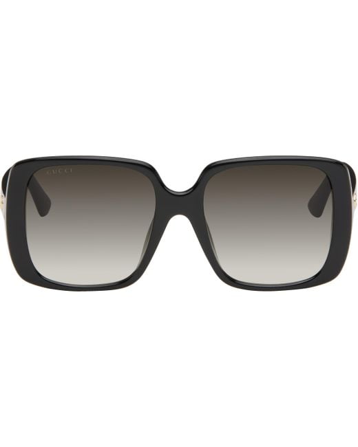 Gucci Black Lines Thin Gg Temple Sunglasses