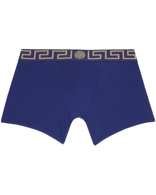 Versace Blue Greca Border Long Boxers for men