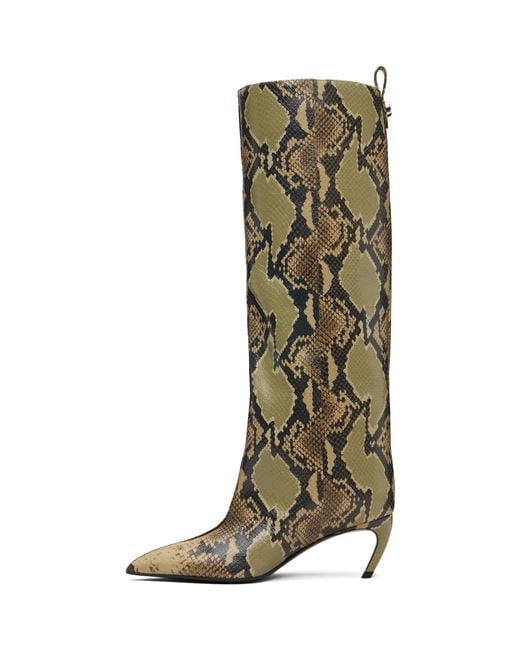 The Attico Green Khaki Lea Tall Boots