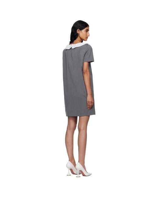 Pushbutton Black Frilled Neck Minidress