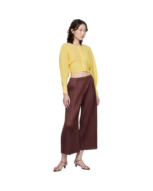 Pleats Please Issey Miyake Yellow Rib Pleats January Cardigan