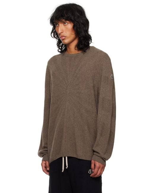 Rick Owens Brown Moncler + Jumbo Round Neck Sweater for men