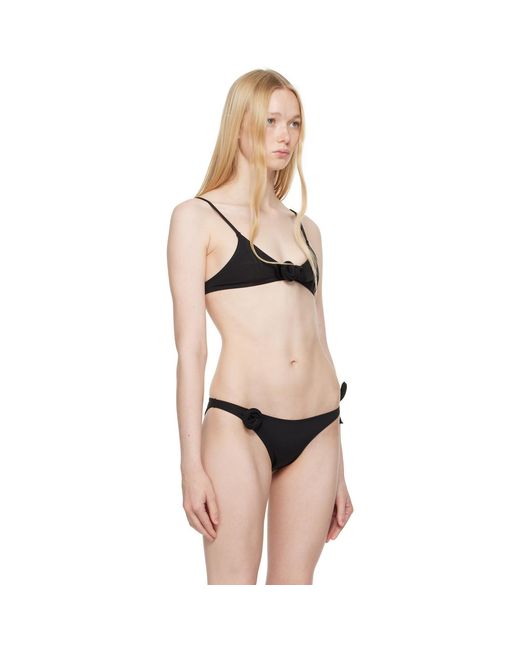 Coperni Black Flower Bikini Top