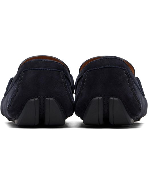 Ferragamo Blue Gancini Ornament Driver Loafers for men
