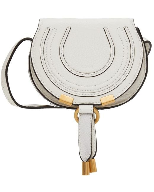 Chloé Leather Nano Marcie Saddle Shoulder Bag in White | Lyst Australia