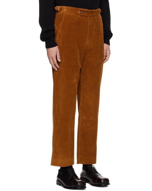 Bode Brown Cinch Tab Trousers for men