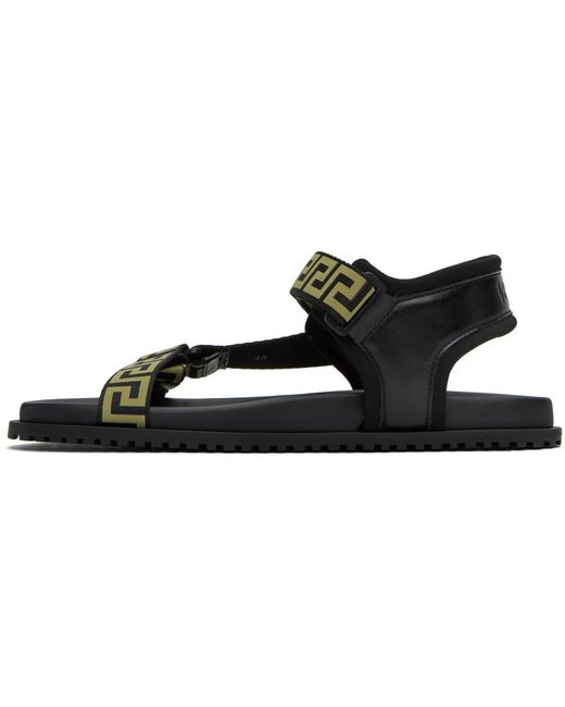Versace Black Greca Sandals for men