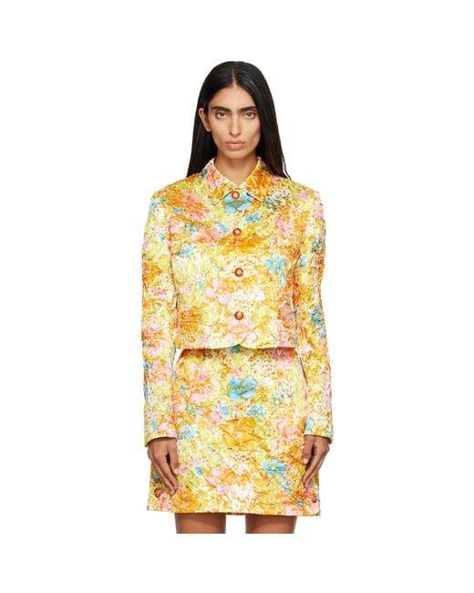 Versace Metallic Printed Silk Duchesse Jacket