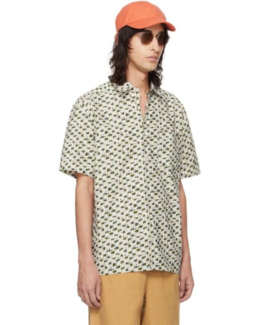 A.P.C. . White & Green Ross Shirt for Men | Lyst