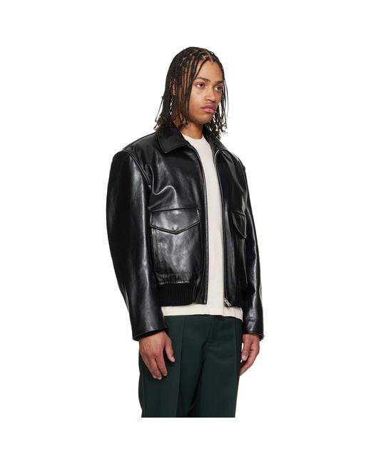 Marni Black Buffed Leather Jacket for men