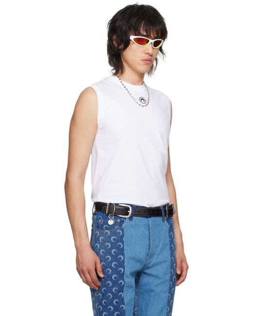 MARINE SERRE Blue White Sleeveless T-shirt for men