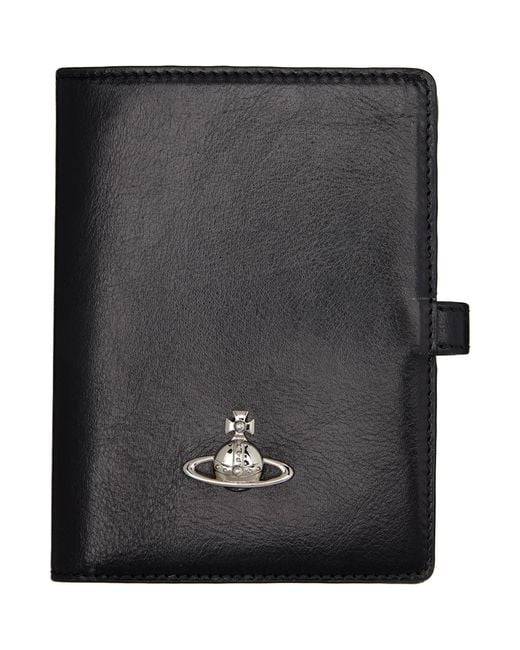 Vivienne Westwood Black Orb Passport Holder for men