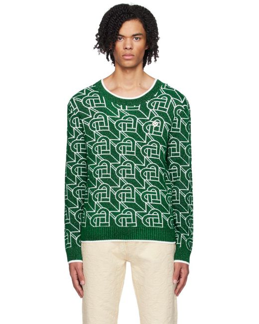 Casablancabrand Green Heart Monogram Sweater for men