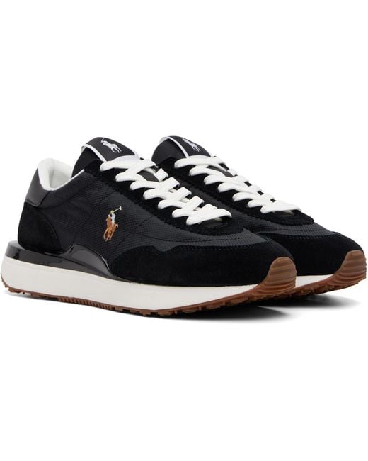 Polo Ralph Lauren Black Train 89 Suede & Mesh Sneakers for men