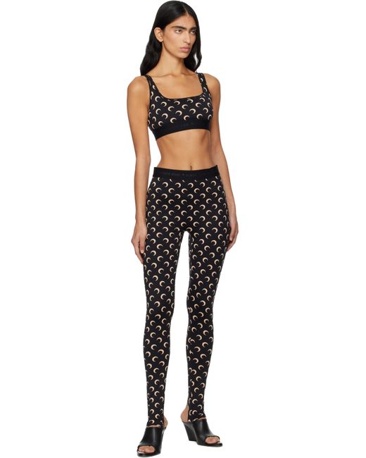 MARINE SERRE Black Recycled Moon Jersey Stirrup Leggings