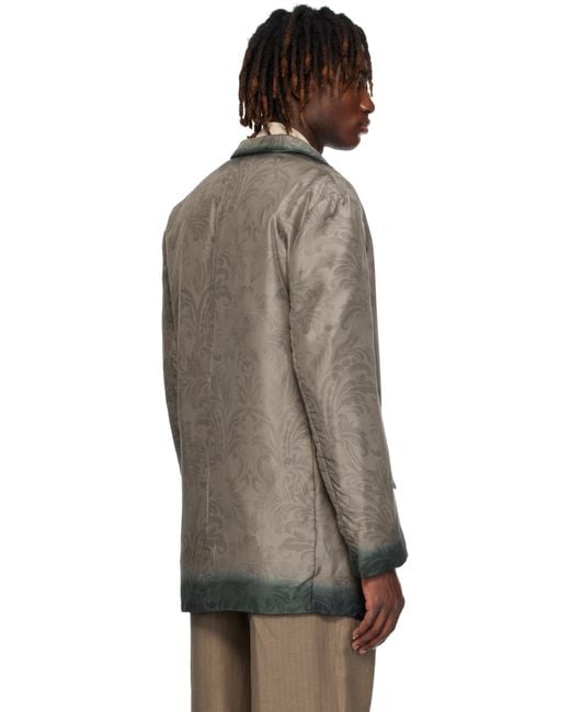 Dries Van Noten Black Taupe Sateen Blazer for men
