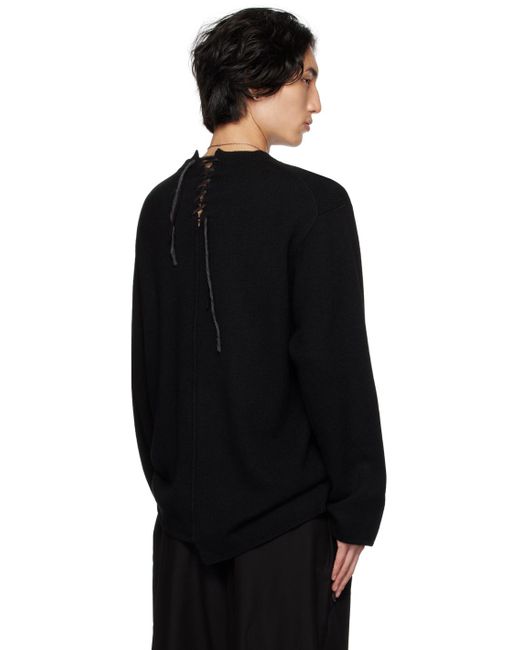 Yohji Yamamoto Black Lace-up Sweater for men