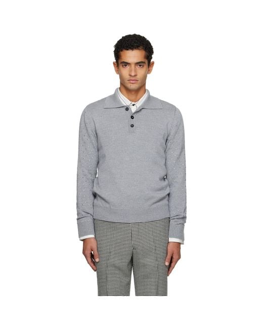 Ernest W. Baker Gray Polka-Dot Polo for men