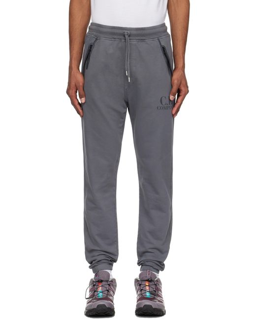 C P Company Black Light Fleece Logo Sweatpants for men