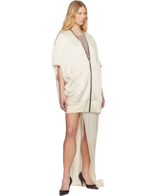 Rick Owens Natural Off- Hollywood Girdered Bubble Bomber Jacket