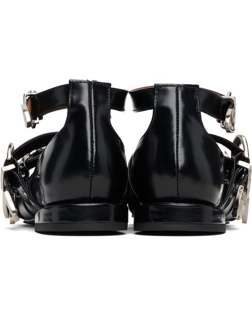 Toga Black Cross Strap Ballerina Flats