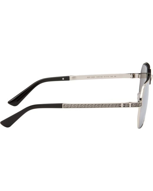 Versace Gray Greca Flow Navigator Sunglasses for men