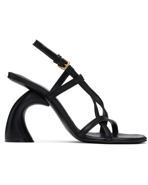 Dries Van Noten ブラック レザー ヒールサンダル Black