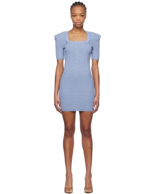 Balmain Black Glittered Monogram Minidress