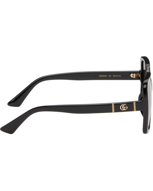 Gucci Black Lines Thin Gg Temple Sunglasses