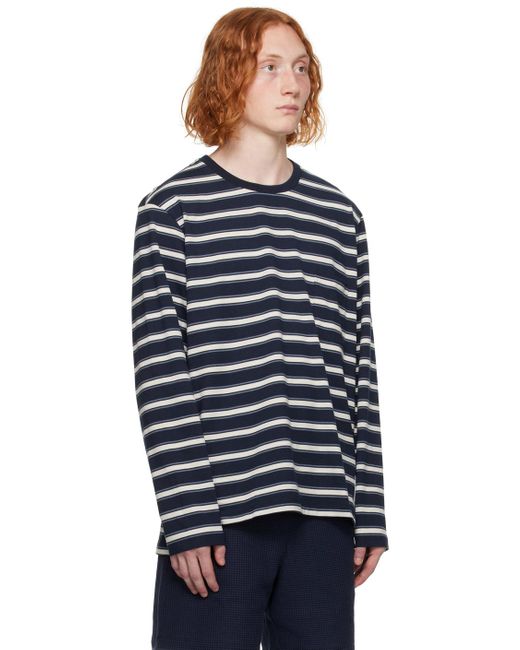 Thom Browne Blue Navy Striped Long Sleeve T-shirt for men