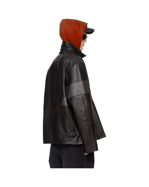Vetements Black Cut-Up Leather Jacket for men