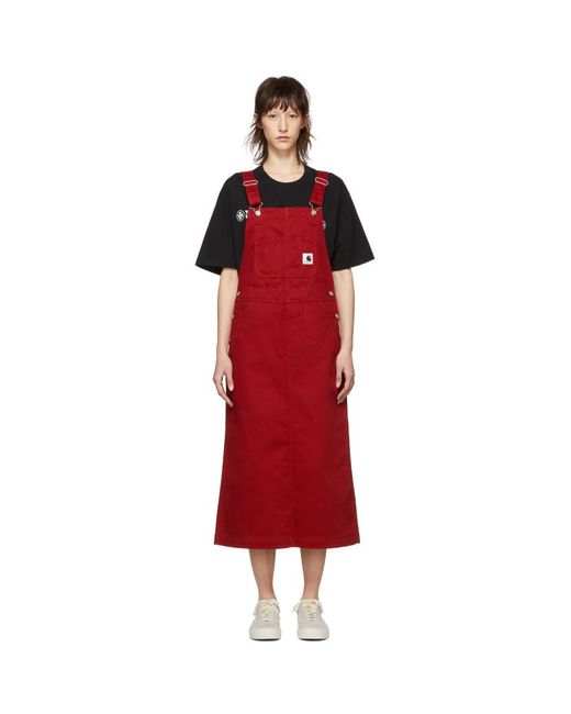 Carhartt WIP Red Bib Long Skirt Dress