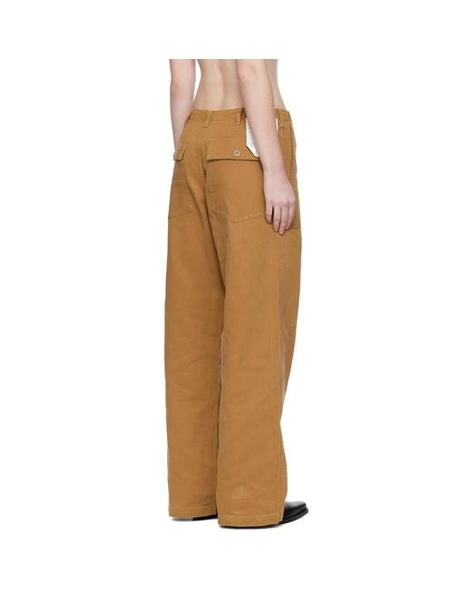 R13 Natural Tan Wide Leg Utility Trousers
