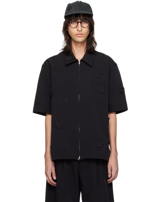 Song For The Mute Black Appliqué Shirt for men