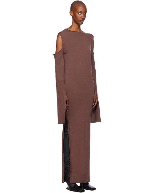 Robe Longue Brune À Manches Cape Rick Owens en coloris Black