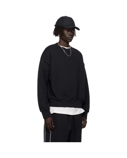 Fear Of God Black Classic Fit Fleece Crewneck Sweatshirt for men