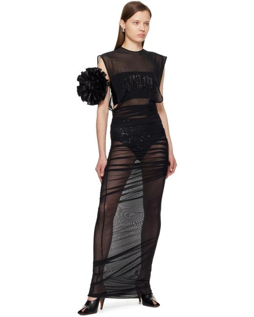 Jean Paul Gaultier Black Logo-embellished Mesh Gown - Women's - Polyamide/elastane