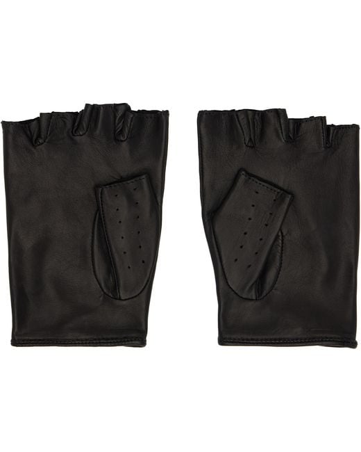 Ernest W. Baker Black Open Finger Driving Gloves for men
