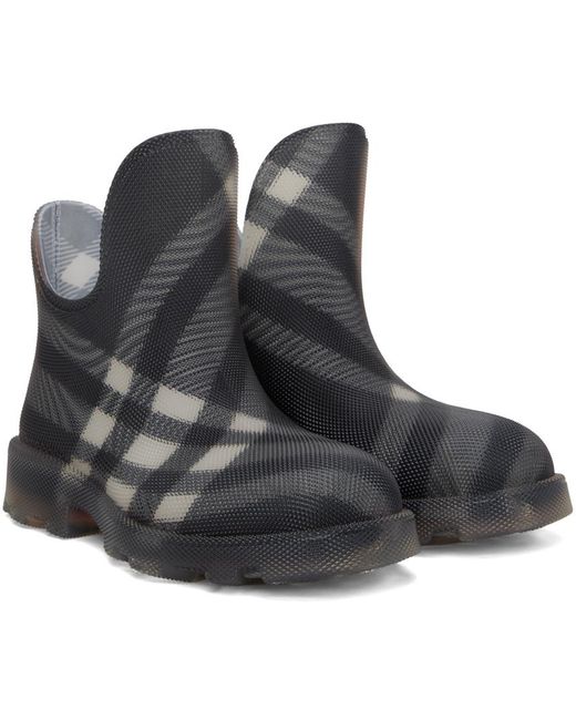 Burberry Black Check Rubber Marsh Low Boots