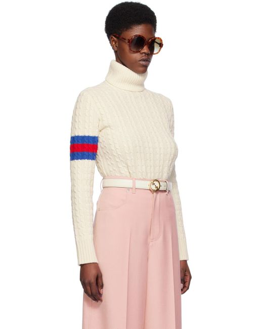 Gucci Black Off-white Cable Knit Turtleneck