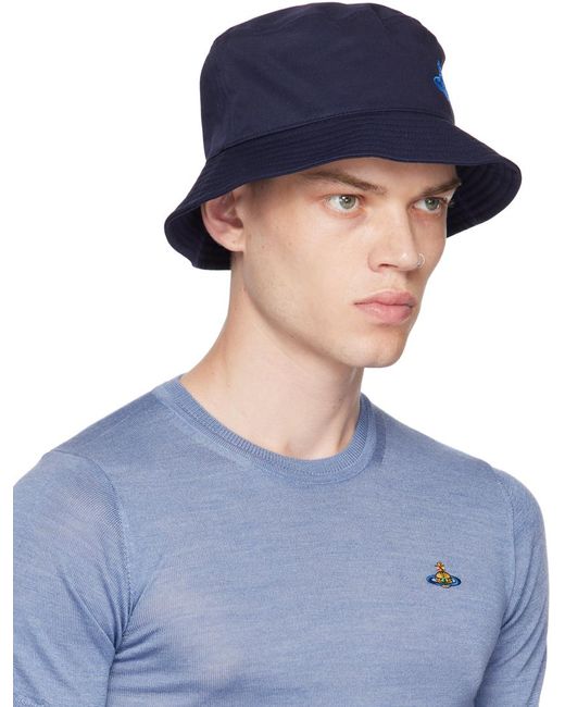 Vivienne Westwood Blue Navy Orb Bucket Hat for men