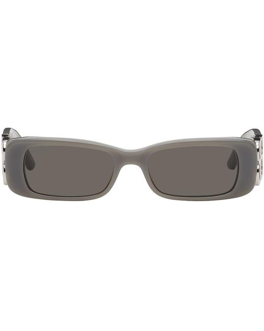 Balenciaga Black Gray Dynasty Rectangle Sunglasses for men