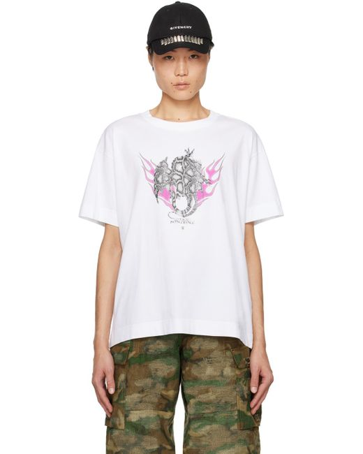 Givenchy White Graphic T-shirt for men