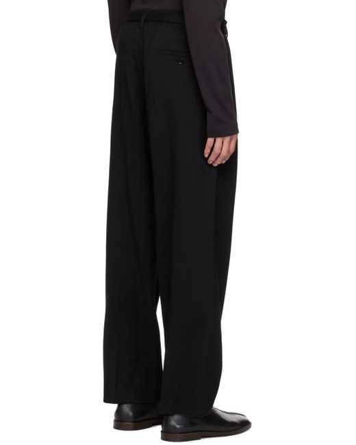 Lemaire Black Belted Easy Trousers for men