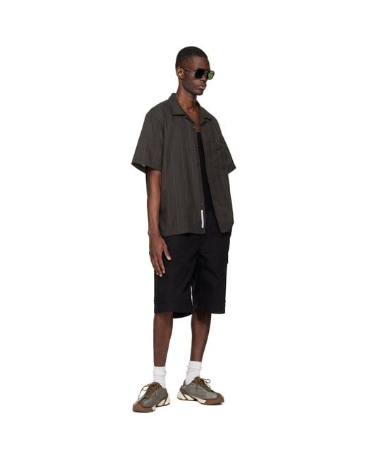Nanamica Black Open Collar Panama S/S Shirt for men
