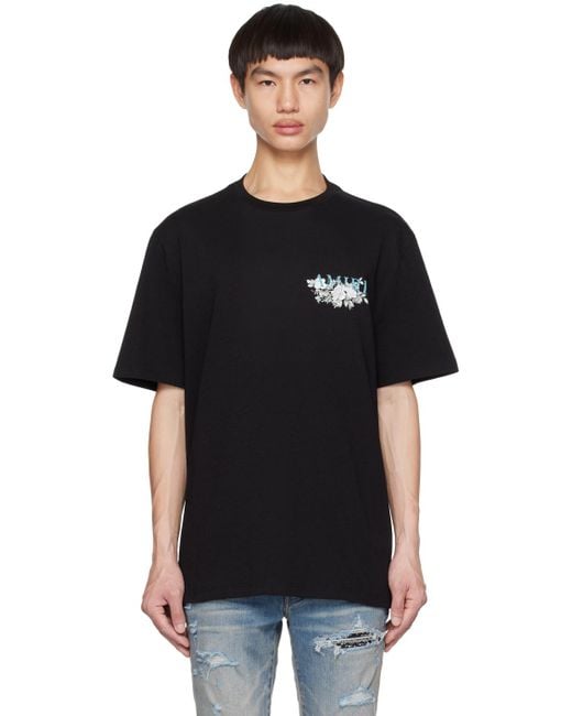 Amiri Black Floral And Logo-print Cotton T-shirt for men