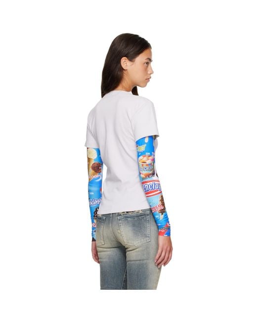 Balenciaga Blue Double Sleeve T-Shirt