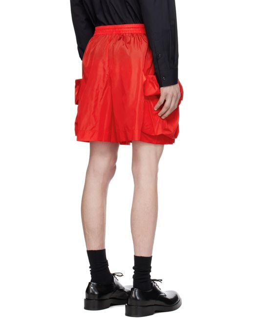 メンズ Simone Rocha レッド フラップポケット ドローストリング カーゴショートパンツ Red