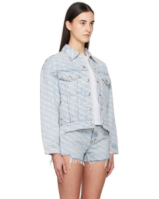Alexander Wang ブルー Falling Back ロゴ デニムジャケット White